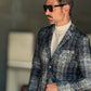 GIACCA TARTAN FONDO BLU E BEIGE EFFETTO PANNO BL11
