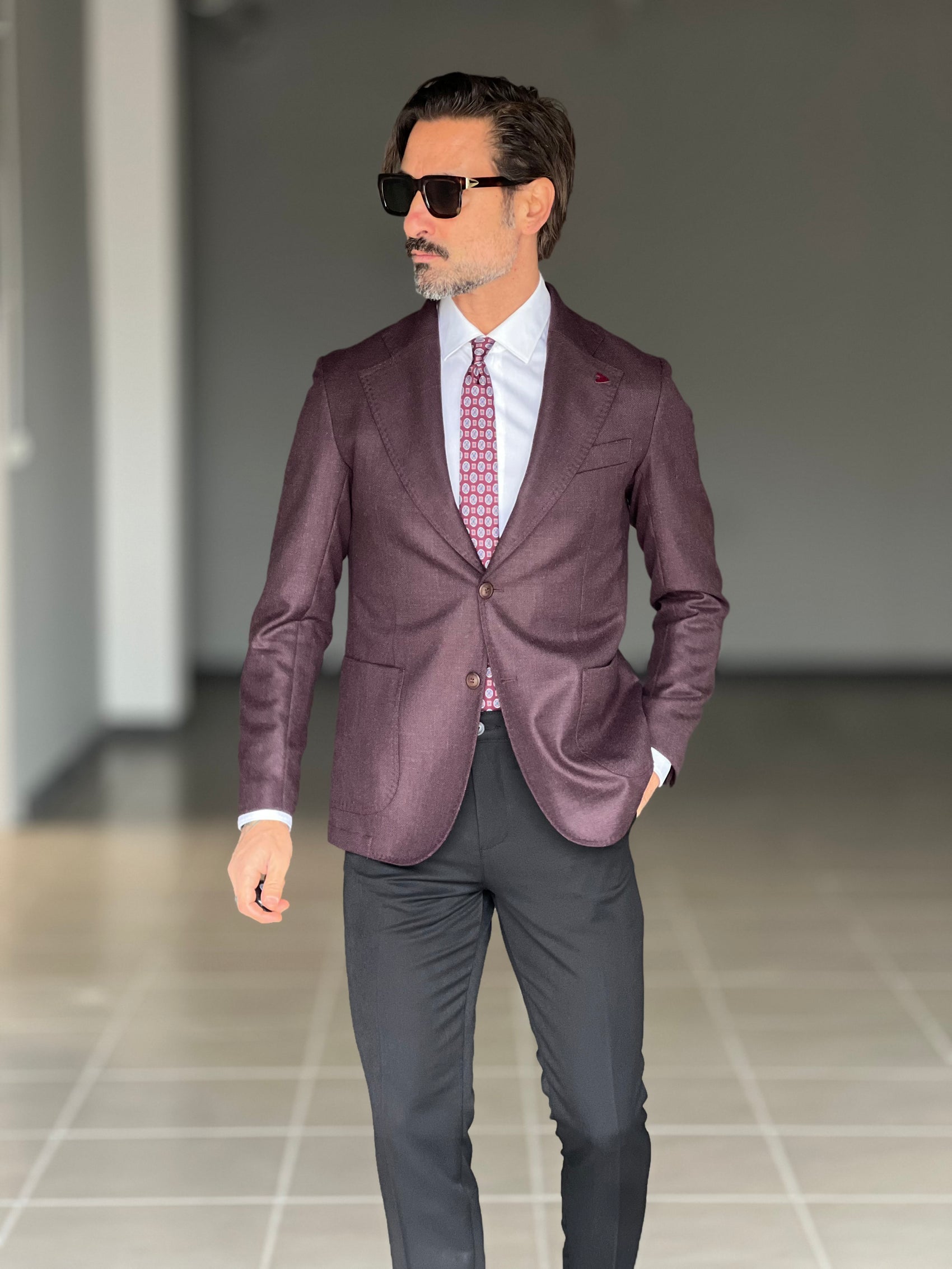 GIACCA COLOR VINO FIAMMATA MISTO LANA