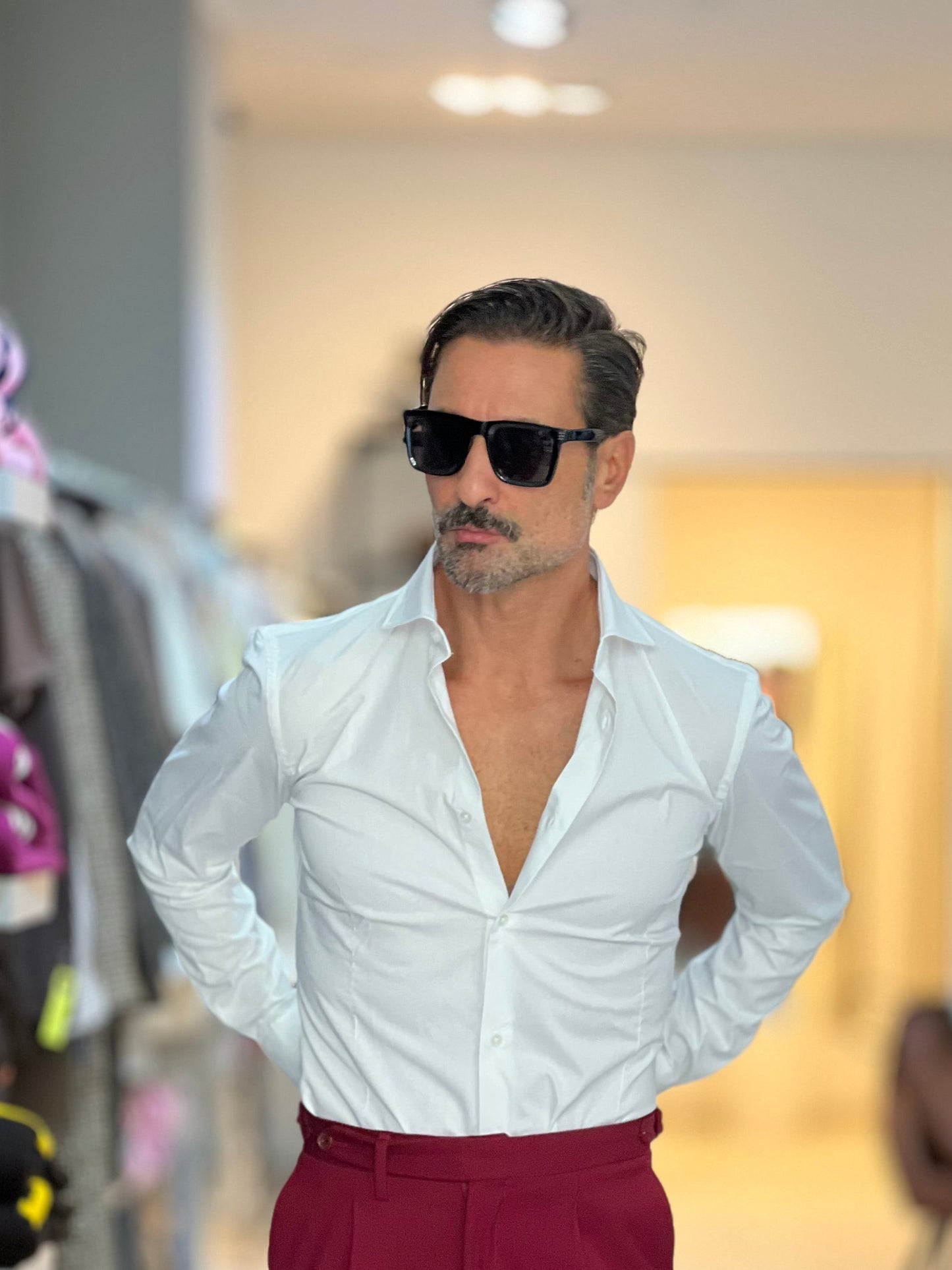 CAMICIA BIANCA POPELINE DI COTONE STRECH