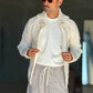 WHITE VISCOSE TROUSERS WITH REGULAR BOTTOM