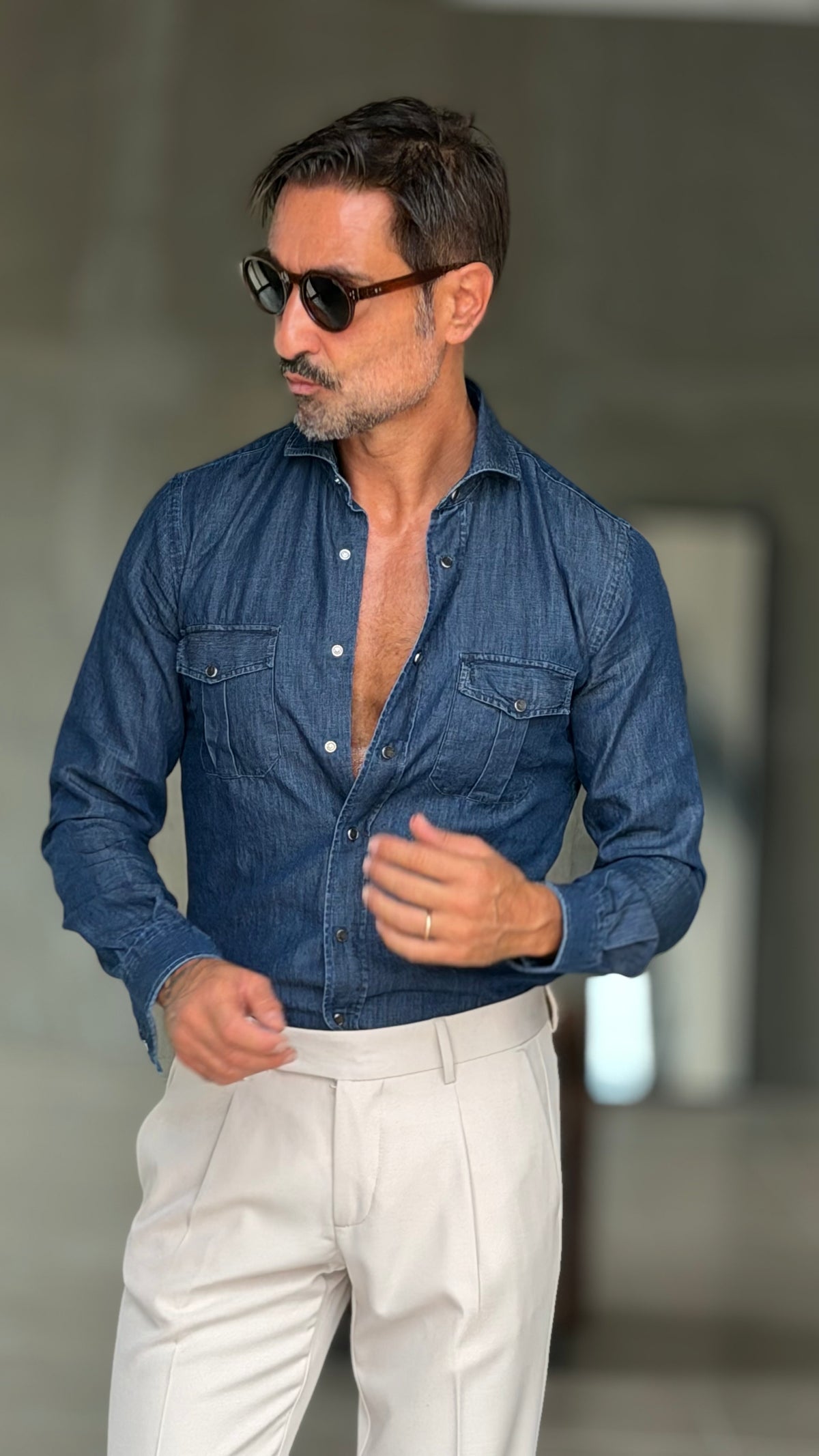 CAMICIA DEPOT  DENIM LAVAGGIO MEDIO  TEXANA
