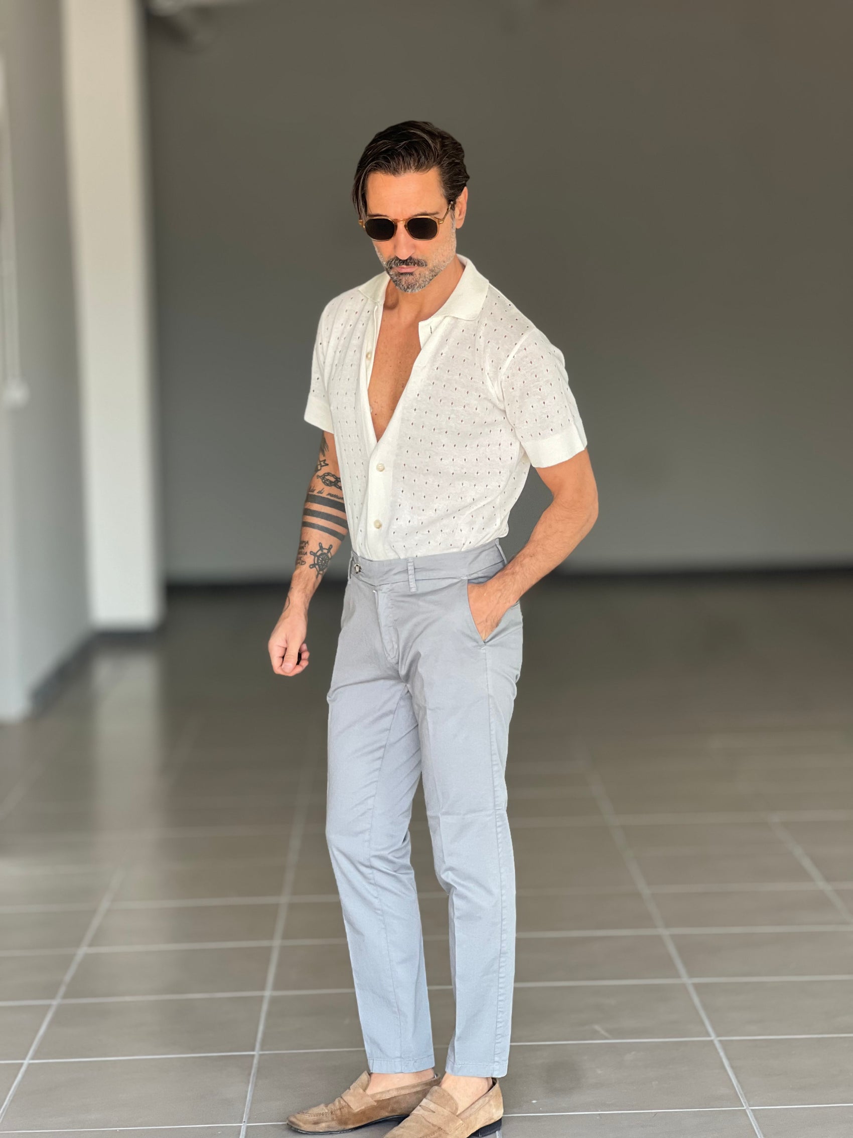 BLACK CHAIN ​​VISCOSE TROUSERS