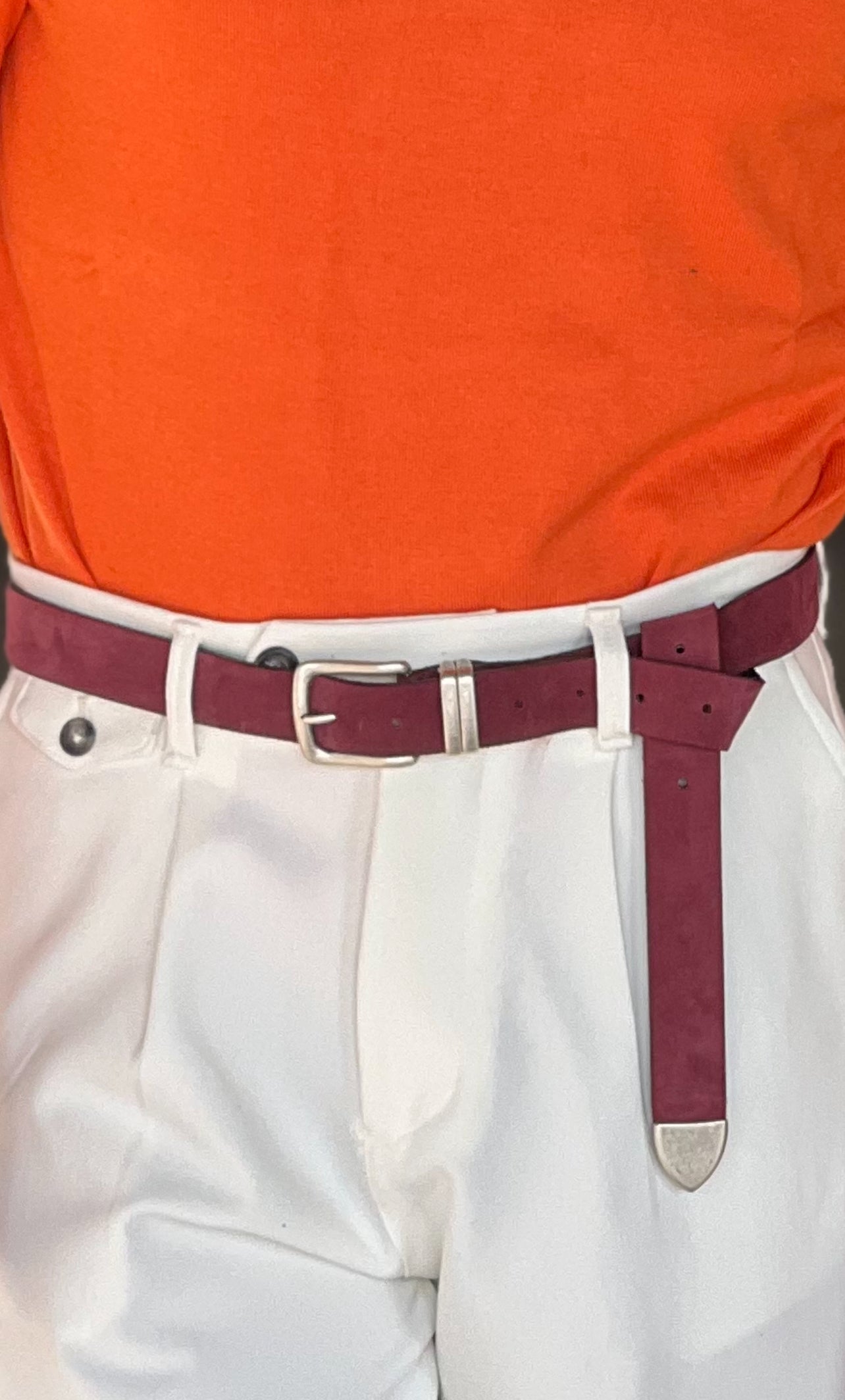 CINTURA CAMOSCIO PELLE PRUGNA   FIBIA PICCOLA