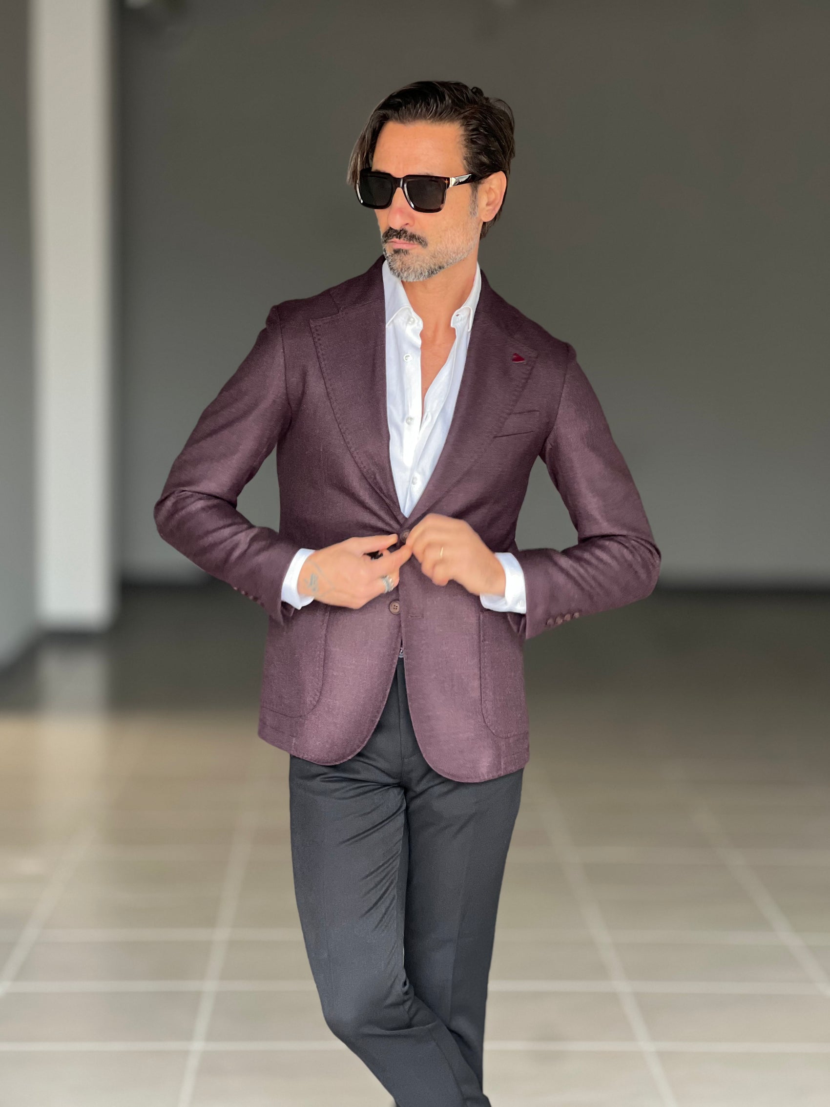 GIACCA COLOR VINO FIAMMATA MISTO LANA