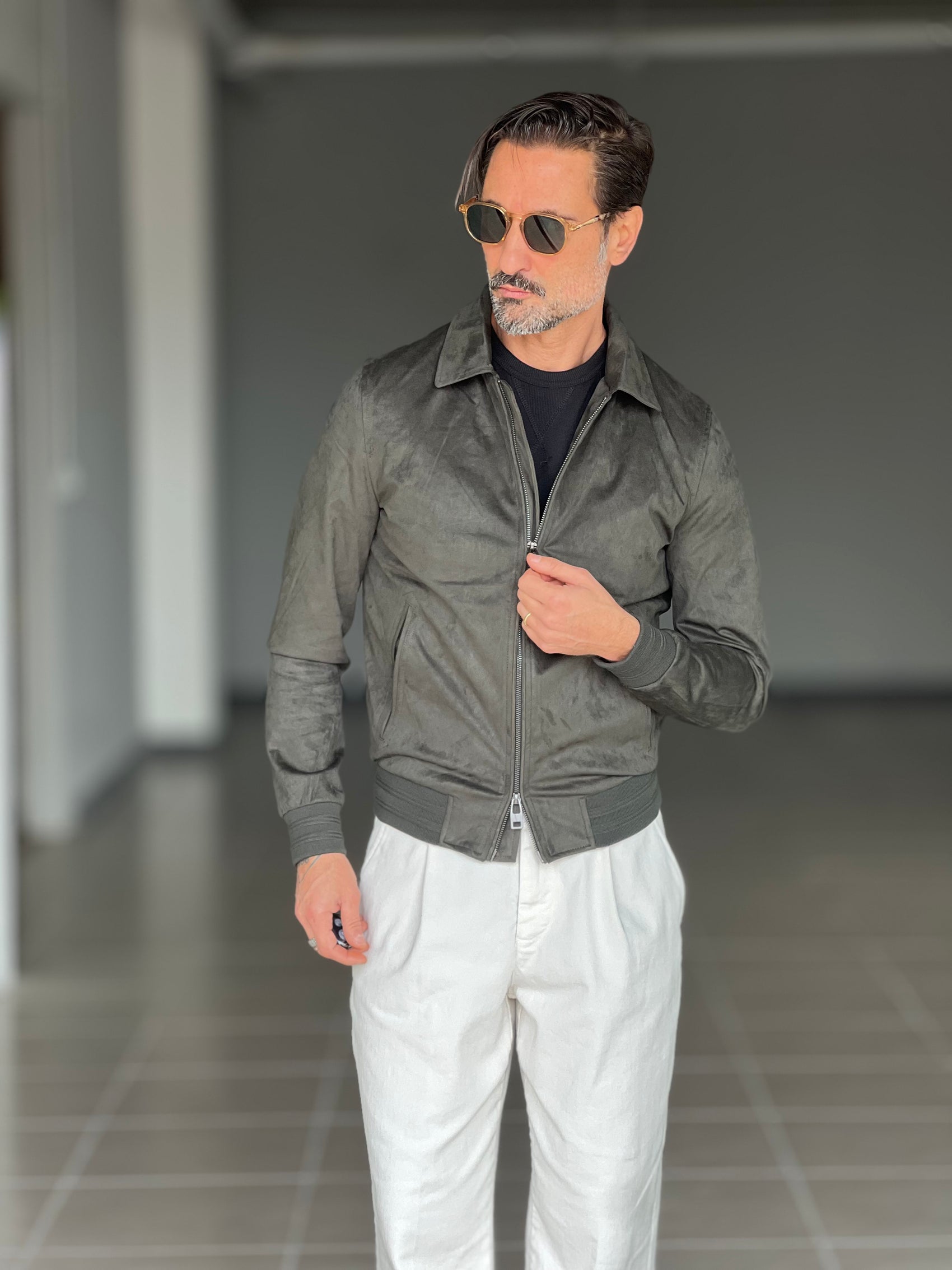 ECO-LEATHER BIKER WITH BLACK ON BLACK STUD