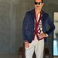 GIACCA BLU VELLUTO STRETCH ROCCIATORE