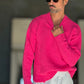 PULLOVER ROSA   OVERFIT TESSUTO  MISTO EFFETTO SHETTLAND