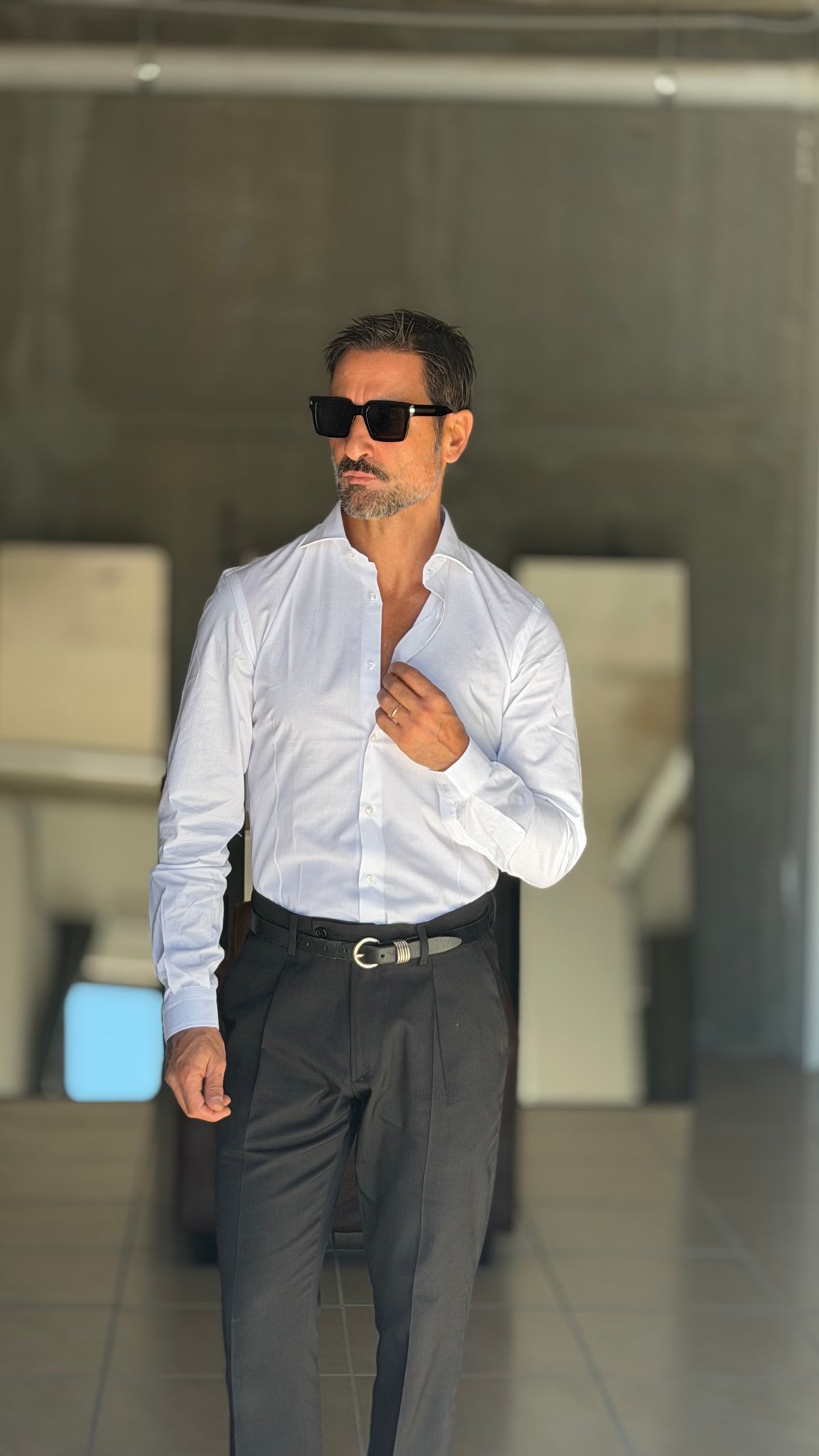 CAMICIA BIANCA  STRETCH POPELINE DI COTONE SLIMFIT