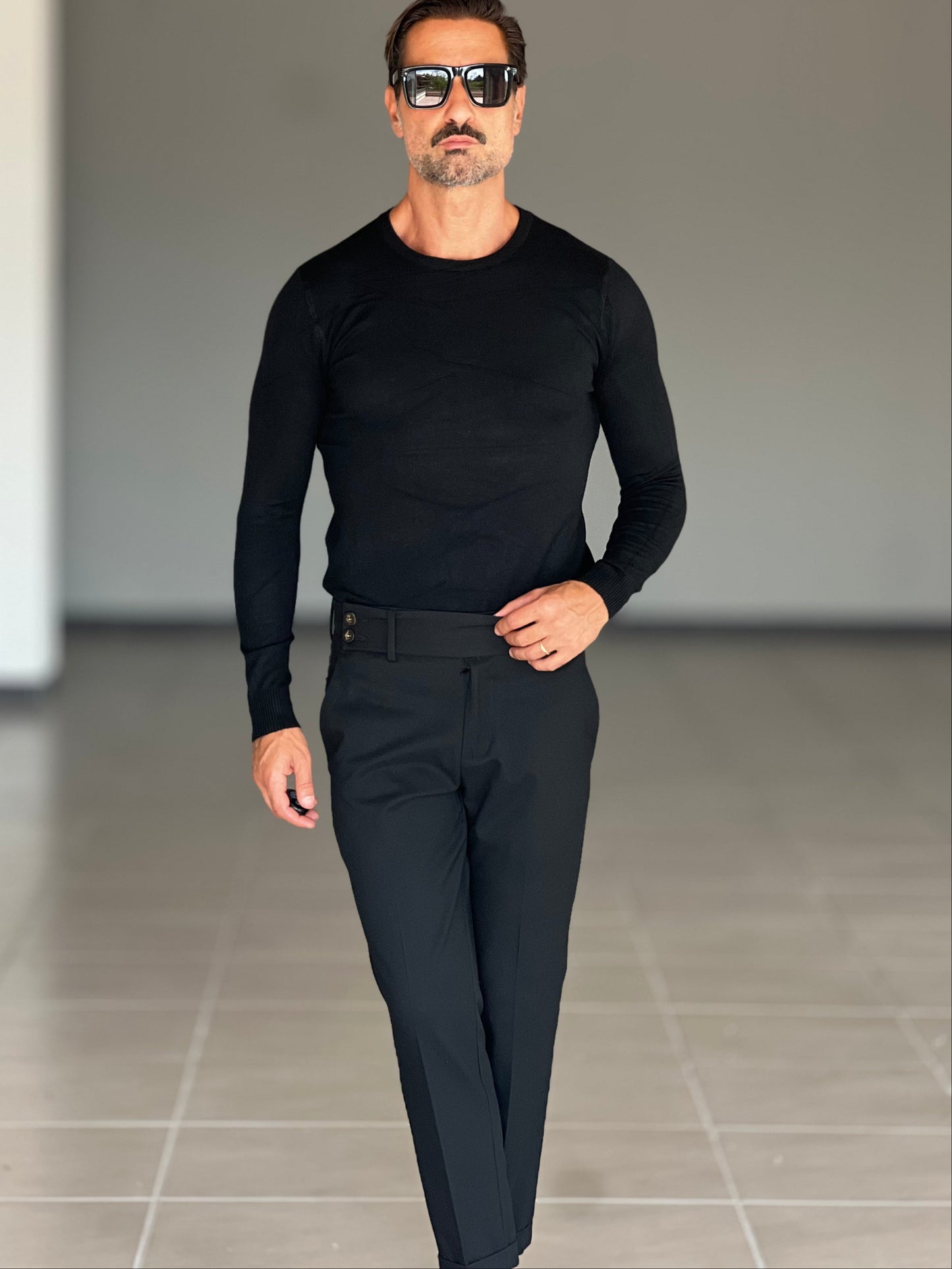 PANTALONE VITA ALTA NERO   VISCOSA E MISTI