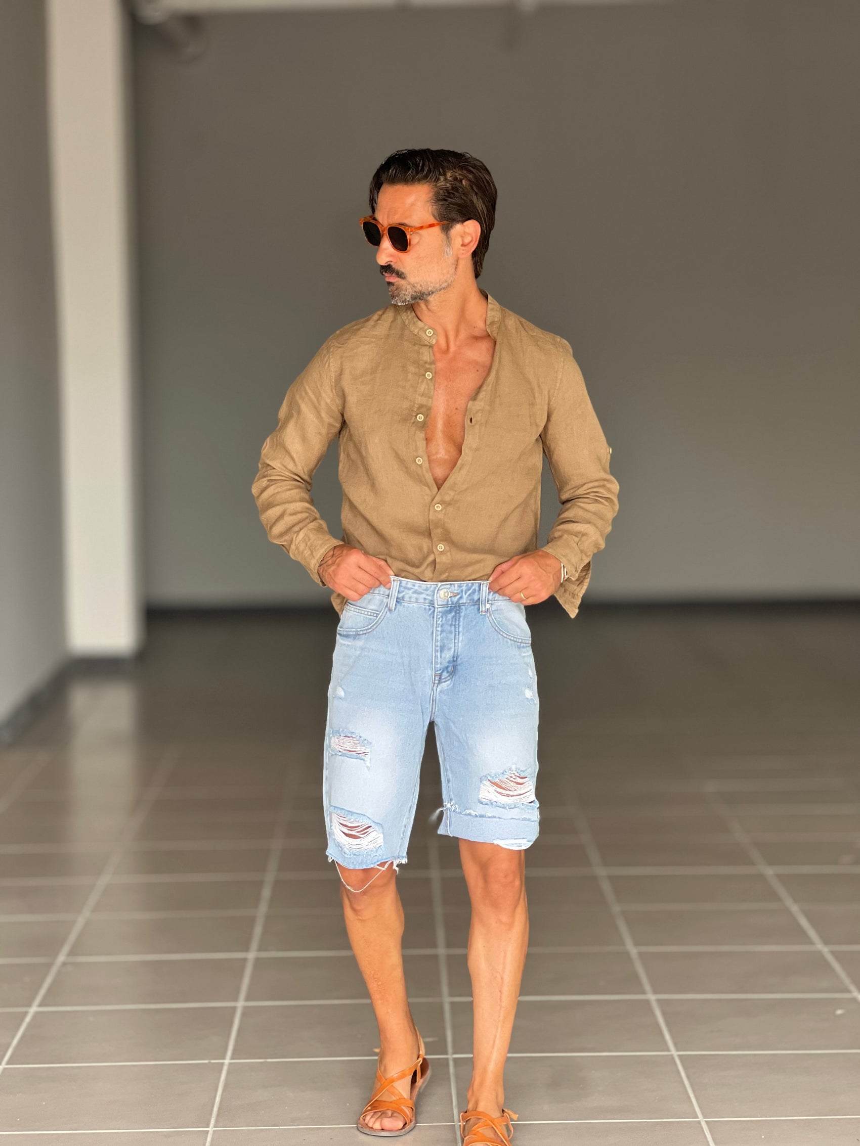 BERMUDA DENIM CHIARO ROTTURE