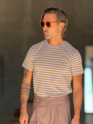 T SHIRT RIGA FINA LILLA E MARRONE