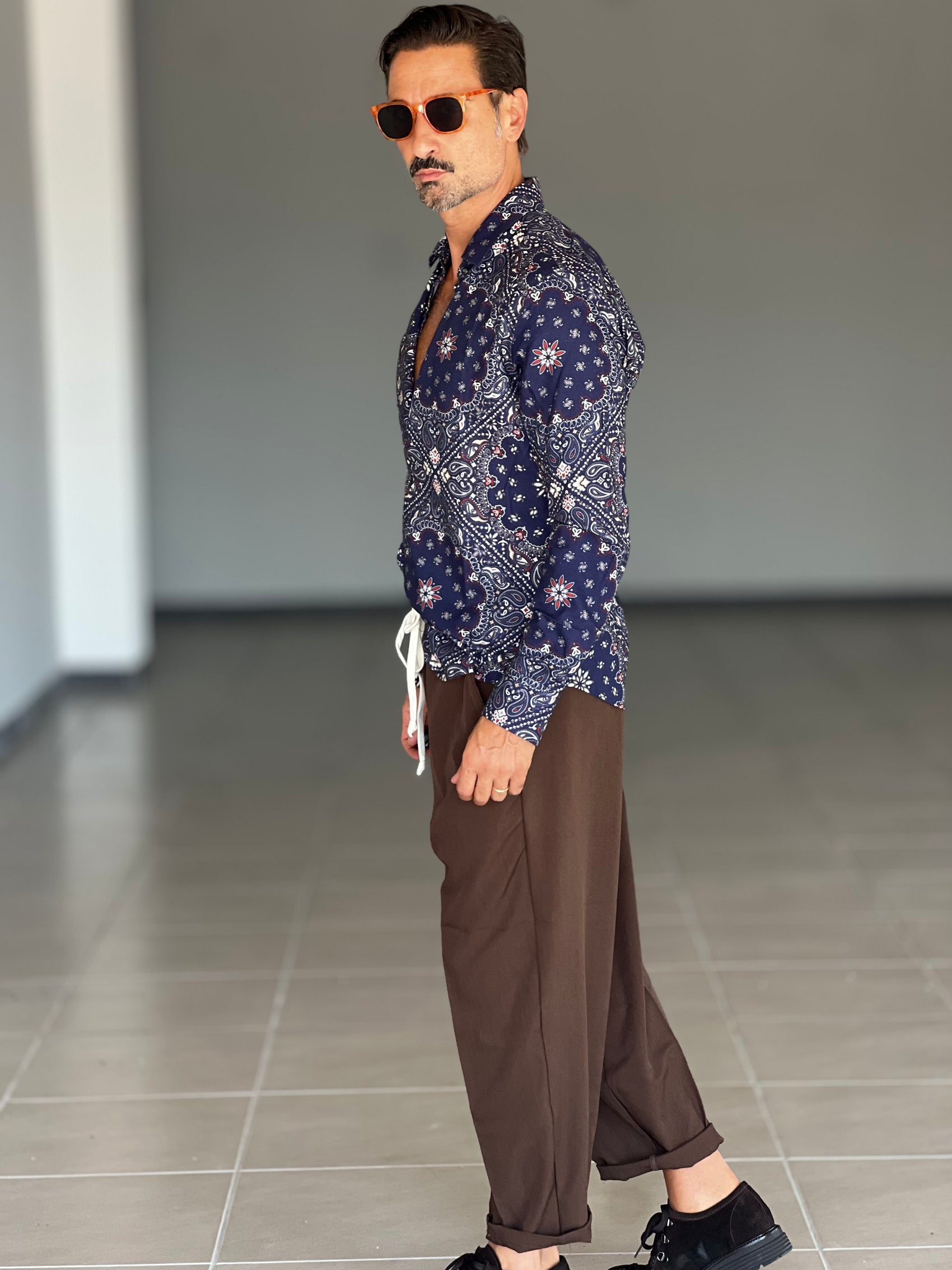 CAMICIA KOON STAMPA FONDO BLU