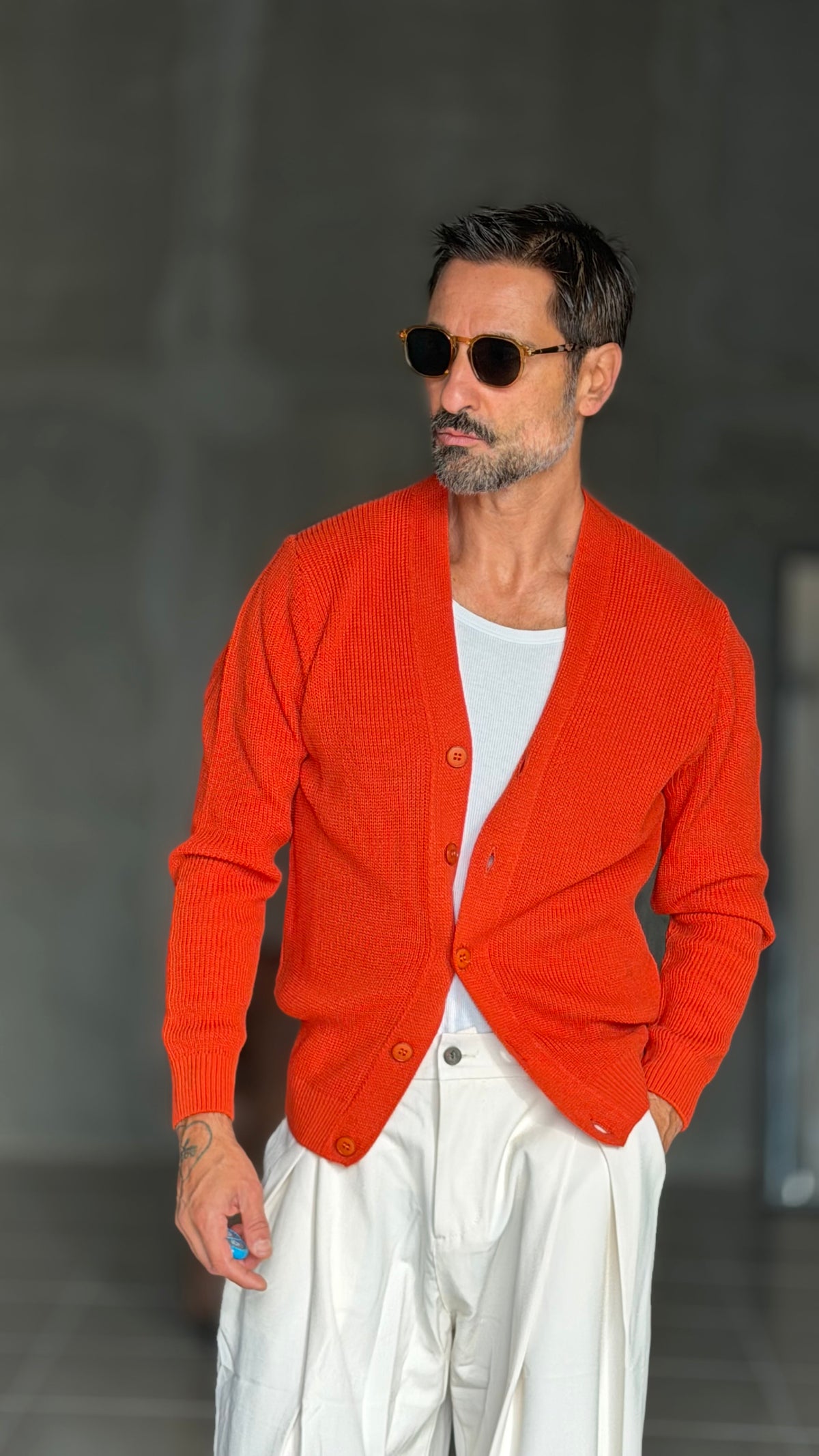 CARDIGAN ARANCIO MAGLIA INGLESE