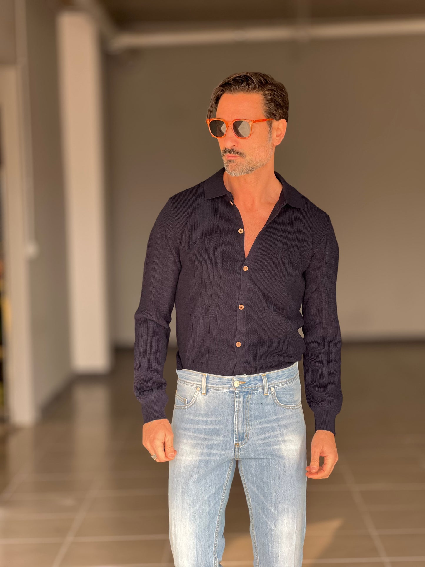 POLO CAMICIA BLU OPERATA