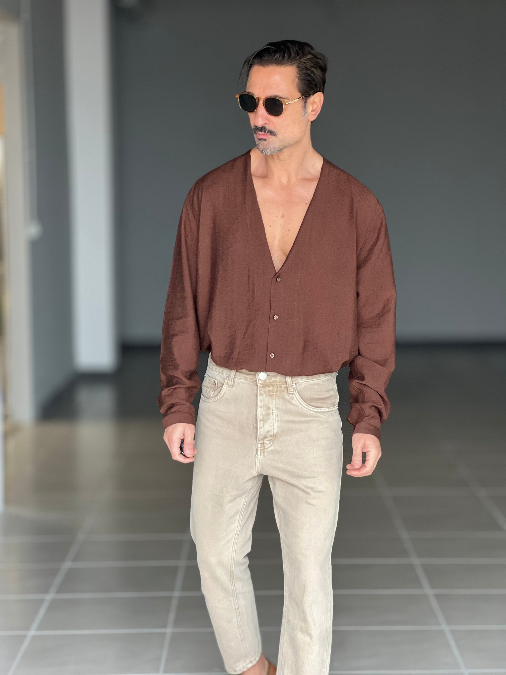 CAMICIA MORO COREANA GIROCOLLO COTENE VISCOSA