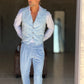 PANTALONE CELESTE  VITA ALTA PINCES VISCOSA