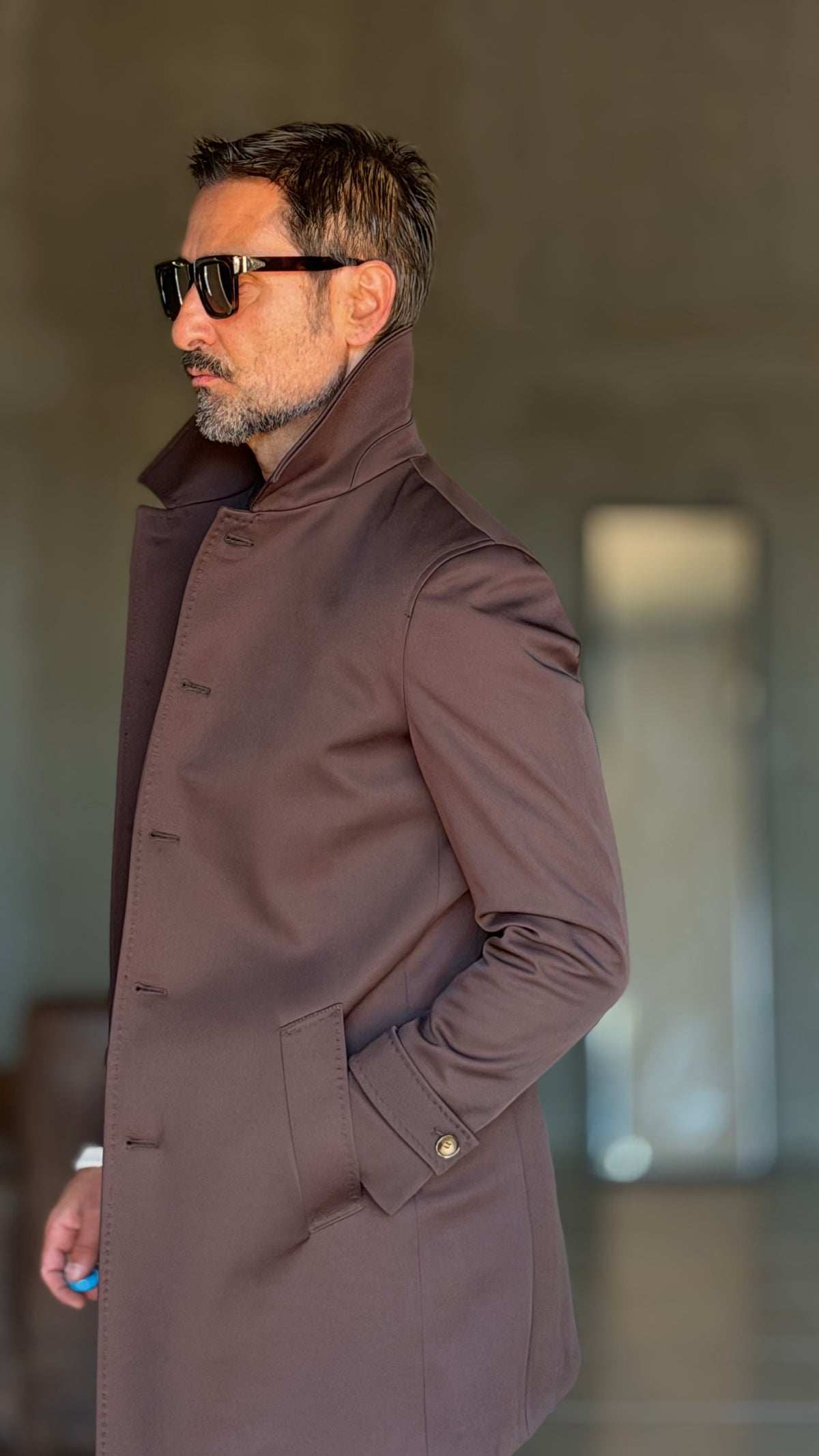 BLUE HIGH NECK COAT