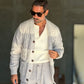 WHITE VISCOSE TROUSERS WITH REGULAR BOTTOM