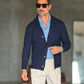CARDIGAN  POLO BLU  LAVORAZIONE CESTINO