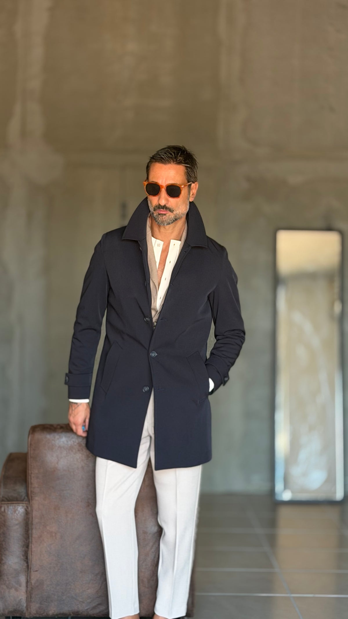 BLUE HIGH NECK COAT