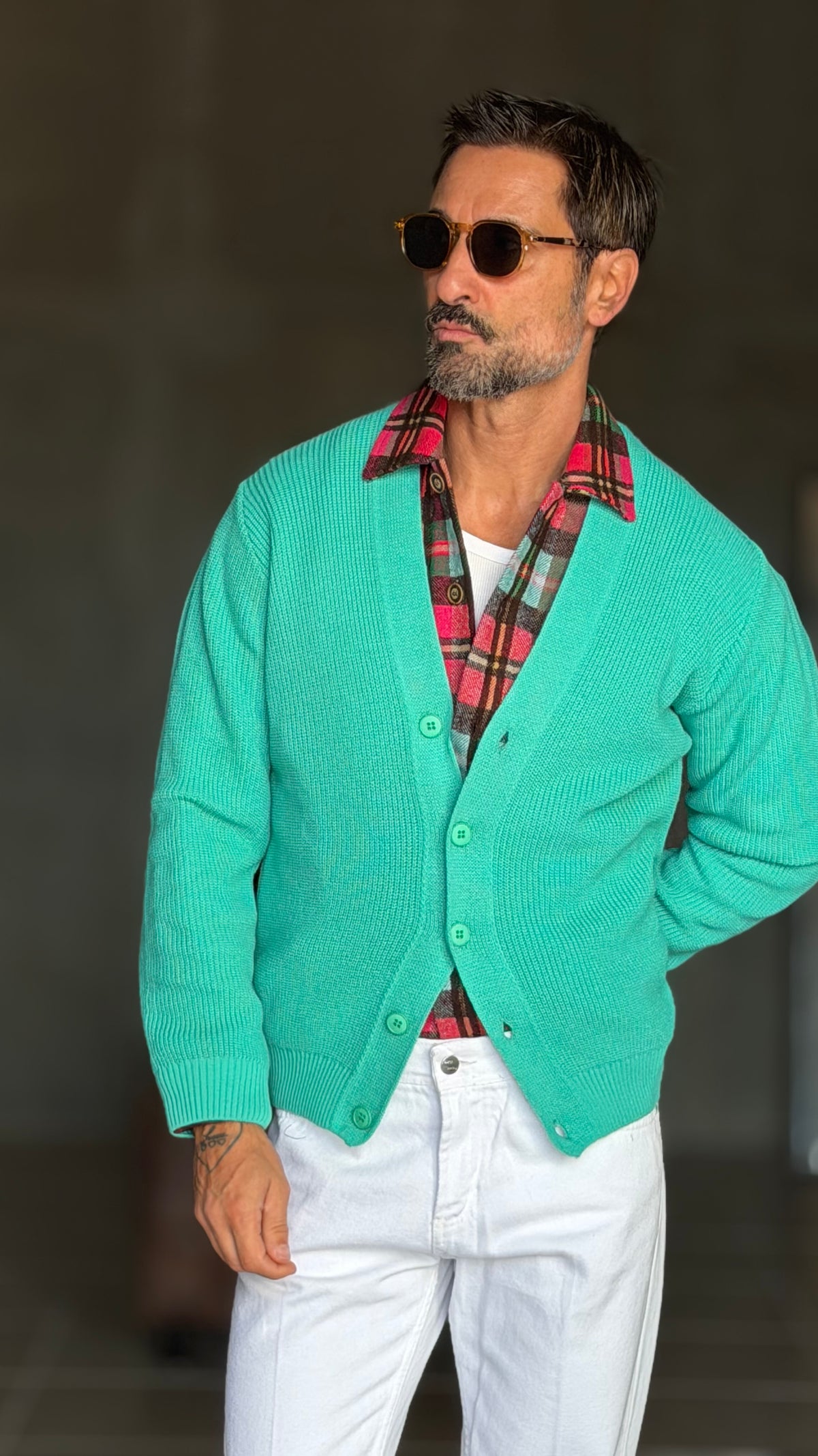 CARDIGAN VERDE MENTA MAGLIA INGLESE