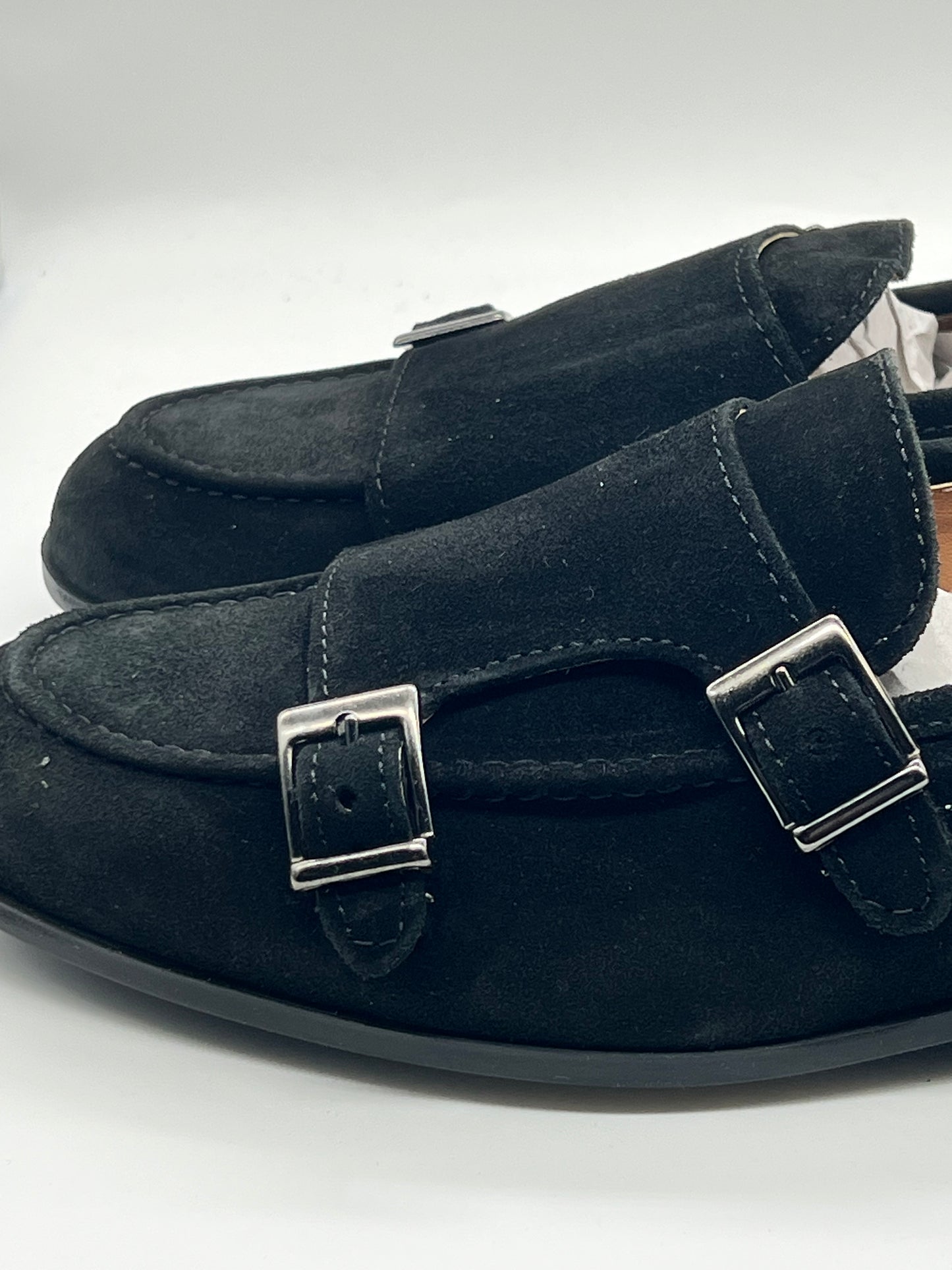 MOCASSINO CAMOSCIO NERO DOPPIAFIBBIA FONDO GOMMA