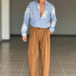 WHITE VISCOSE TROUSERS WITH REGULAR BOTTOM