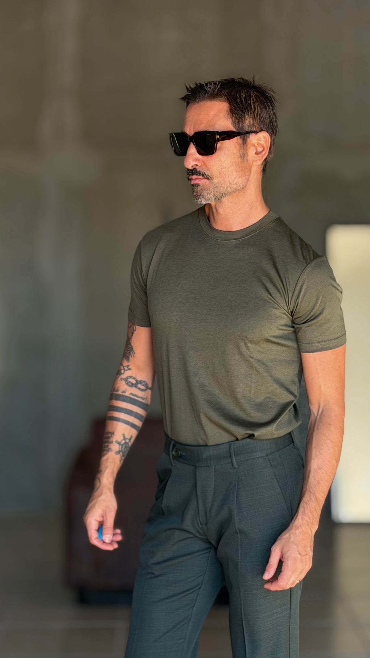 NEW T SHIRT VERDE   EFFETTO FILO DI SCOZIA