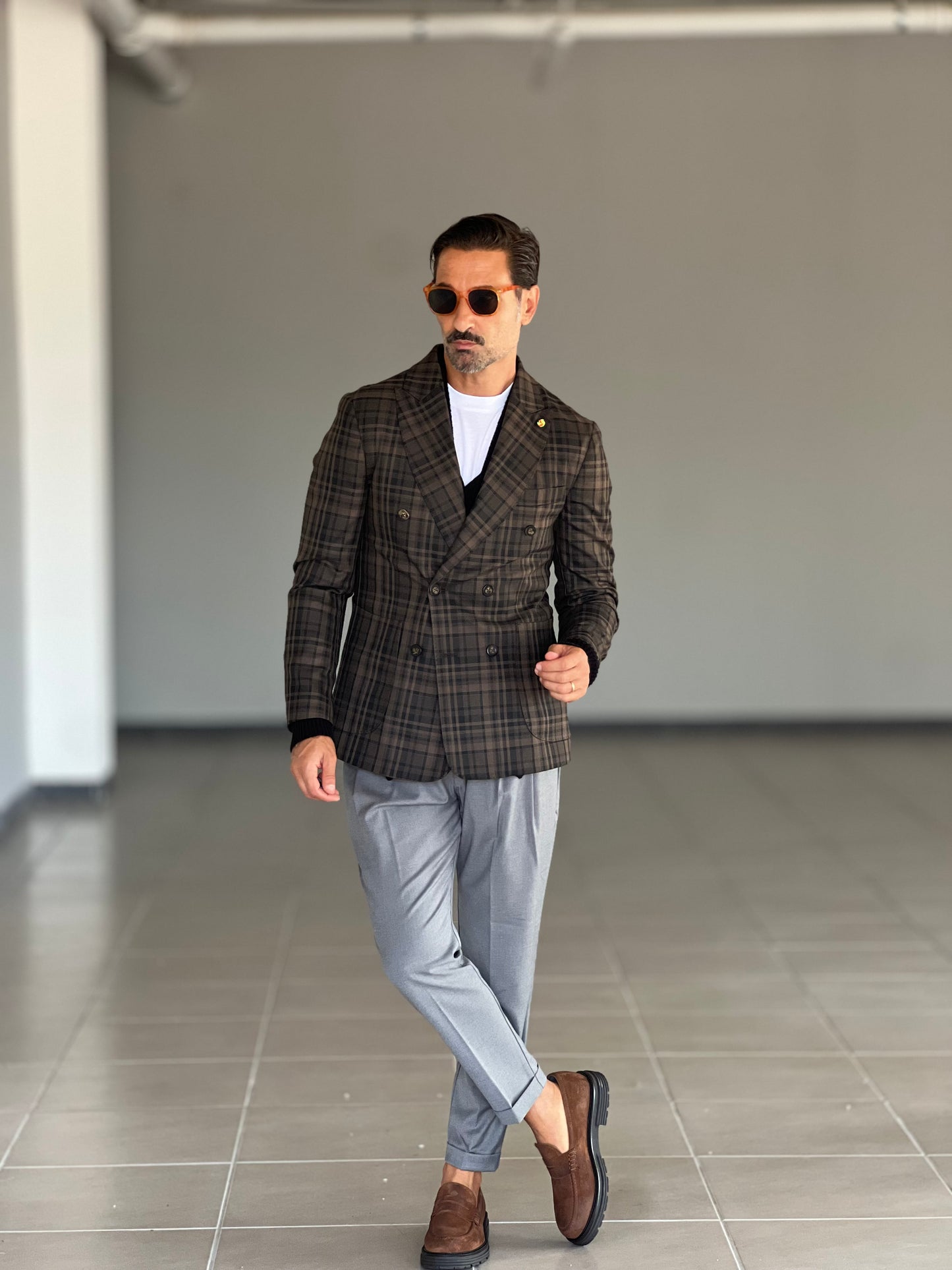 GIACCA DOPPIPPETTO MORO E NERO TARTAN
