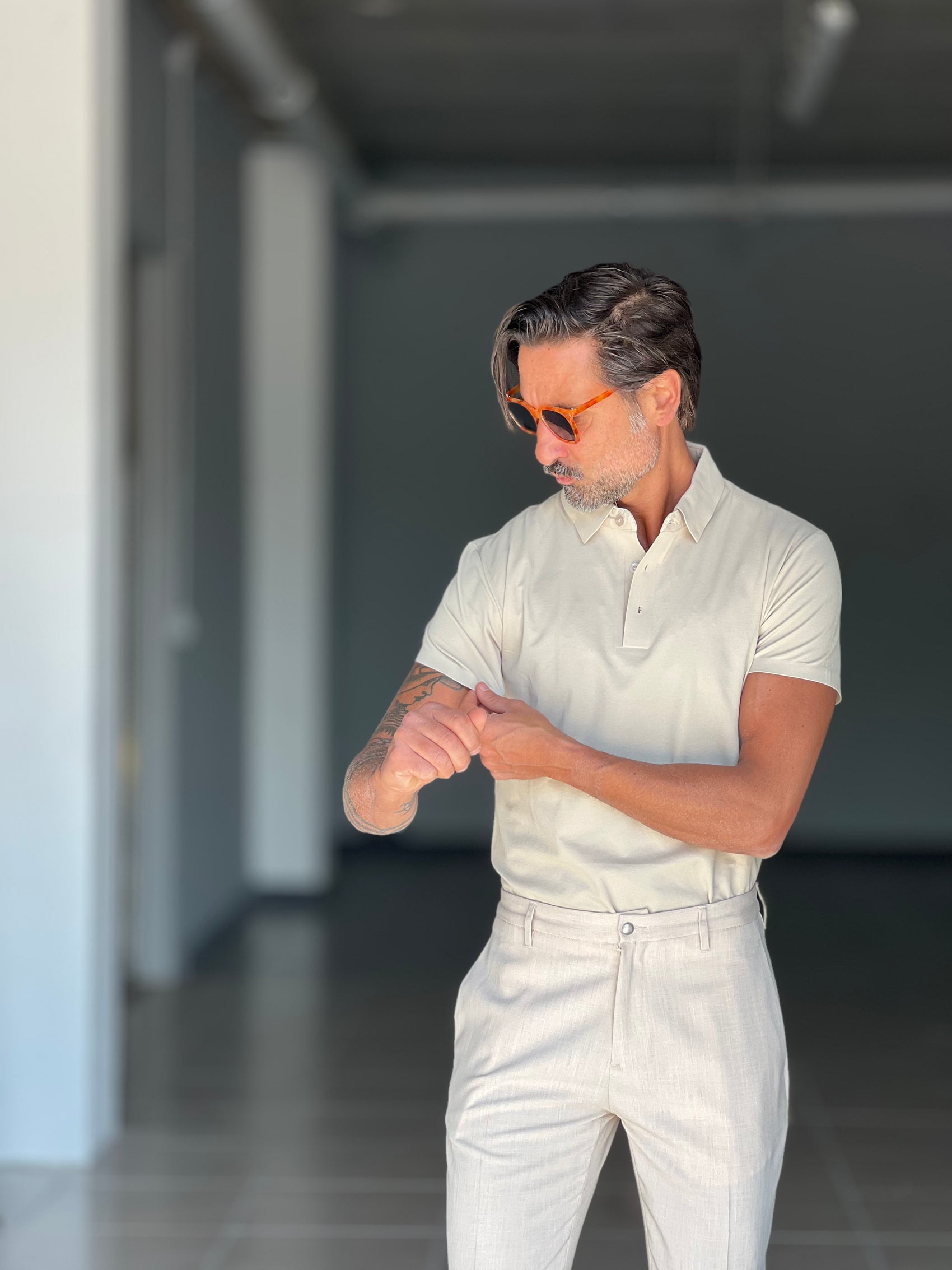 BLUE THREAD COTTON CREW NECK SWEATER