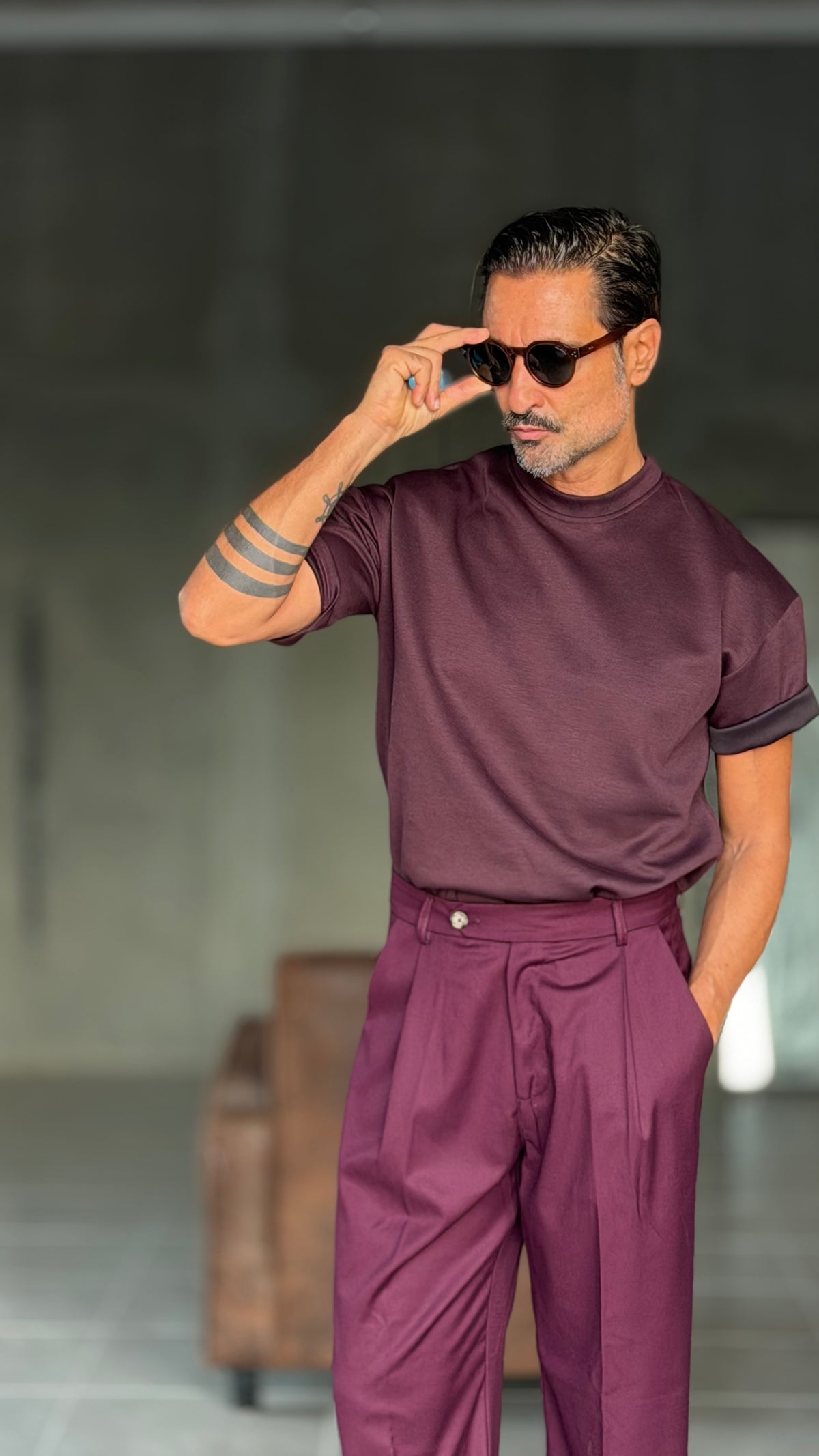 T SHIRT  COLOR VINO OVER FIT