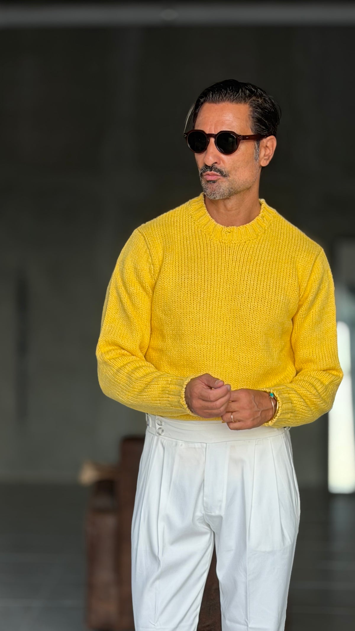 PANTALONE LATTE  VITA ALTA PINCES VISCOSA  EFFETTO FLANELLA BATTUTA