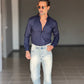 NEW.CAMICIA BLU    POPELINE DI COTONE STRECH