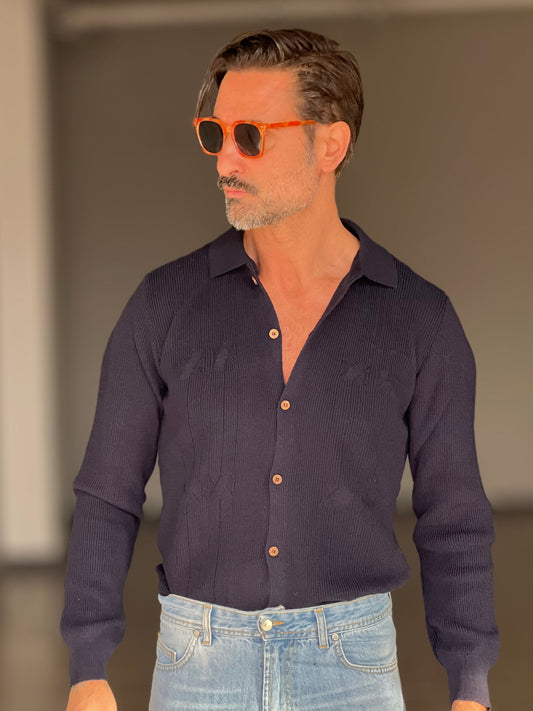 POLO CAMICIA BLU OPERATA