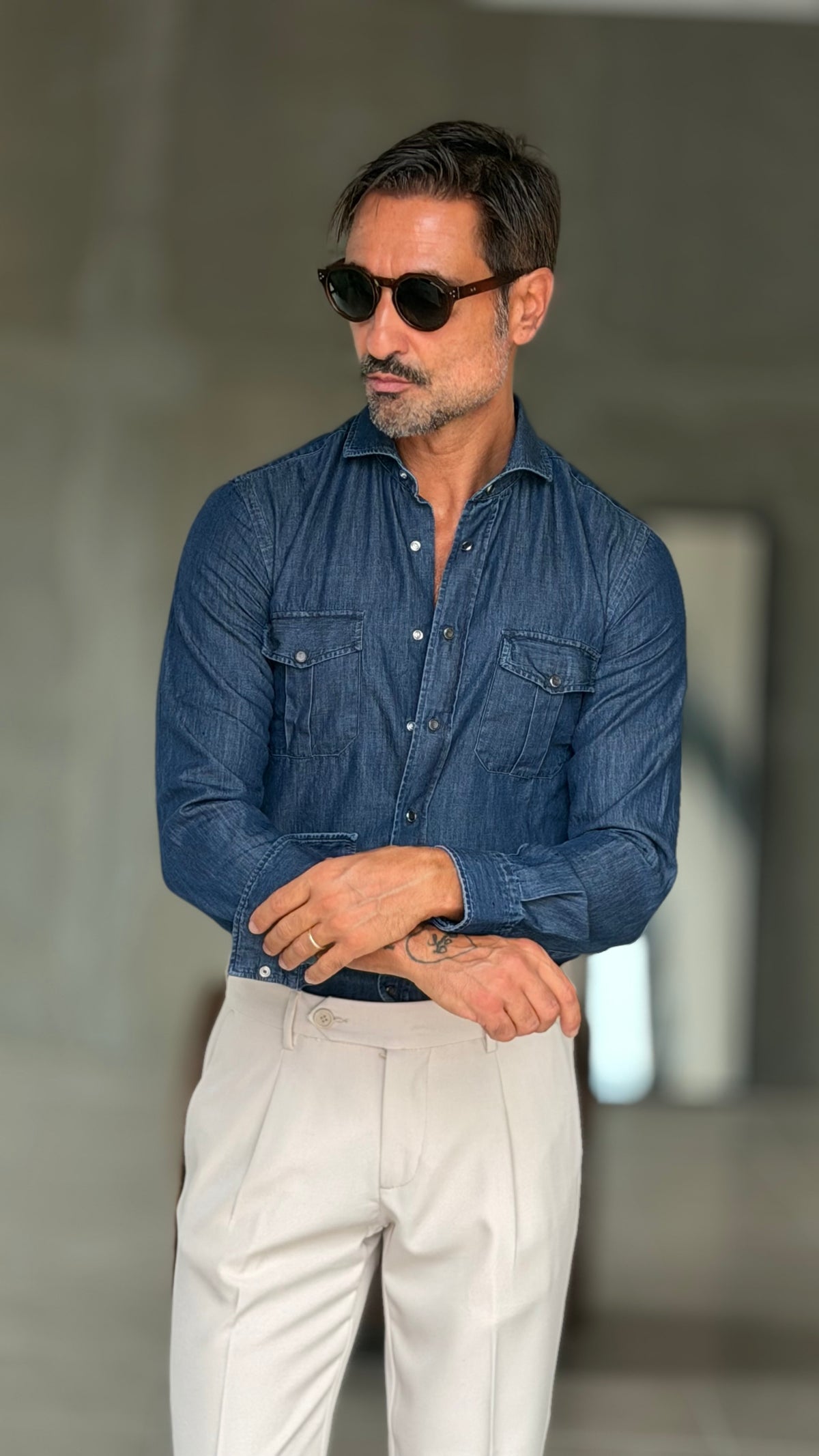 CAMICIA DEPOT  DENIM LAVAGGIO MEDIO  TEXANA