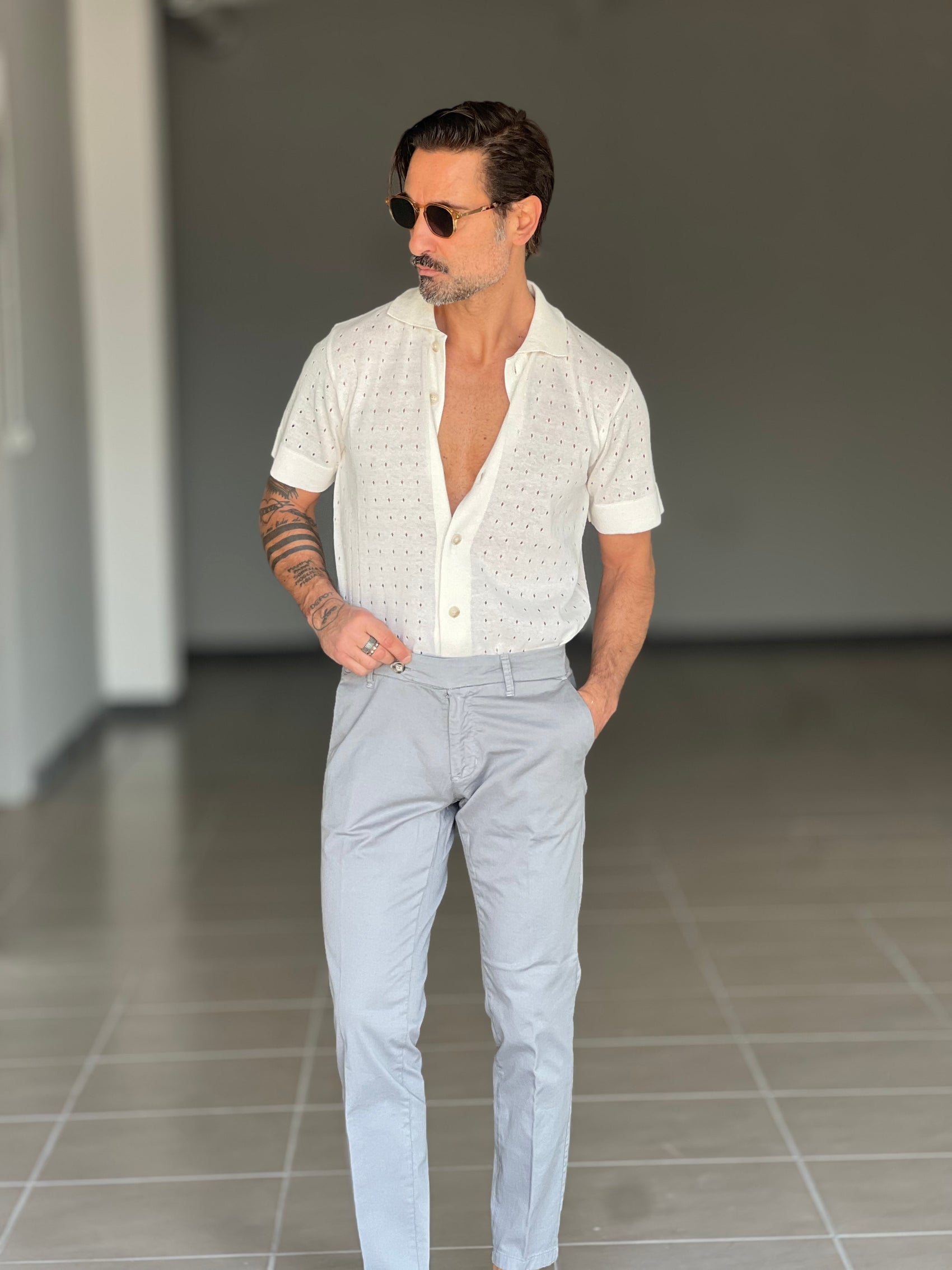 BLACK CHAIN ​​VISCOSE TROUSERS