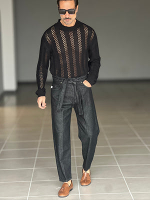 JEANS LAVAGGIO UNO NERO SCURO INSERTO CINTURA 006