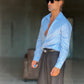 CAMICIA CELESTE COTONE EFFETTO LINO 279