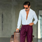 WHITE VISCOSE TROUSERS WITH REGULAR BOTTOM