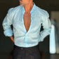 CAMICIA CELESTE CIELO   LINO