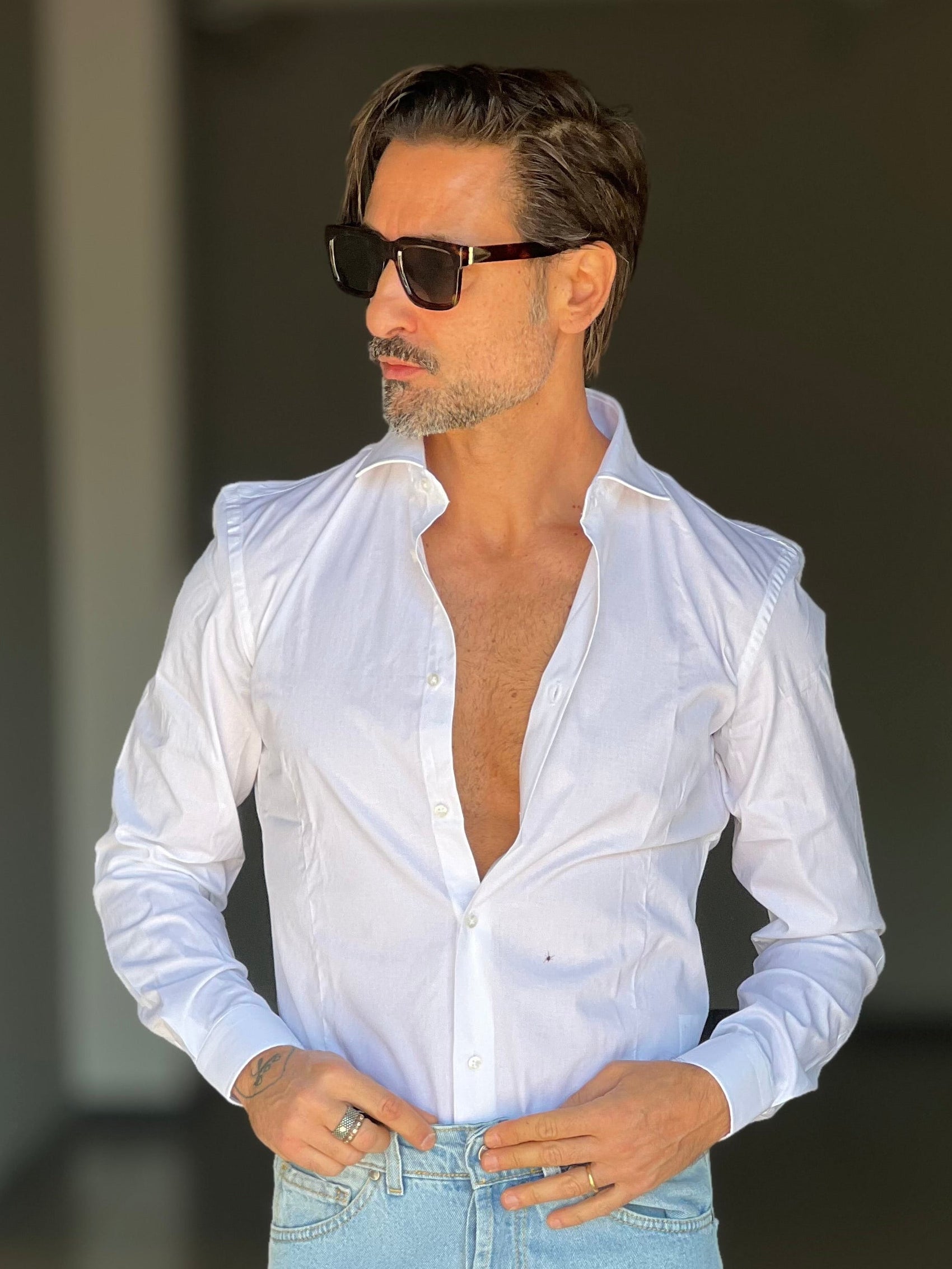 NEW CAMICIA BIANCA POPELINE DI COTONE STRECH 0044