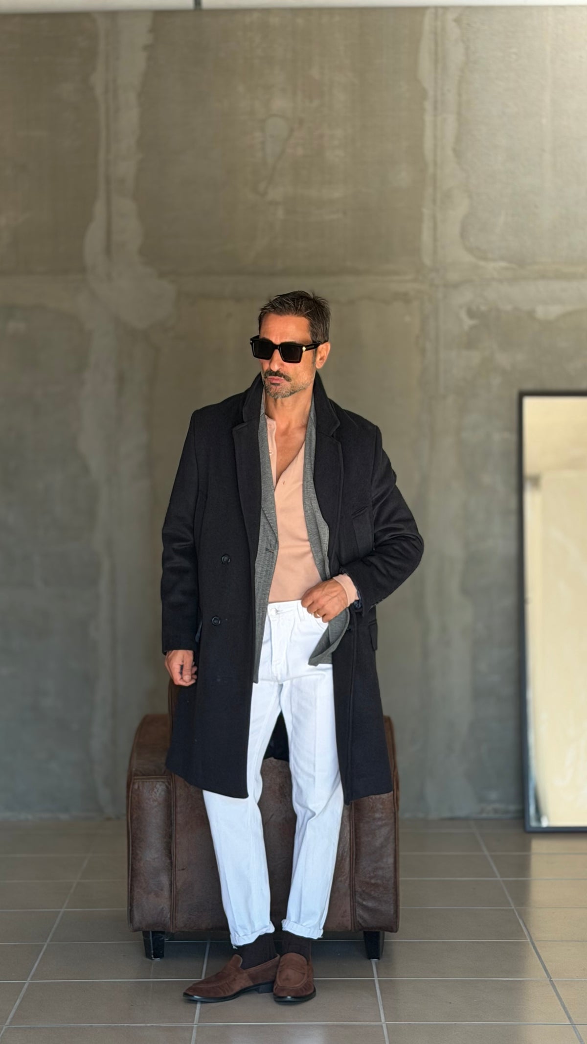 CAPPOTTO BLU DOPPIOPETTO OVER FIT EFFETTO PANNO VISCOSA E MISTI TELAMIRA