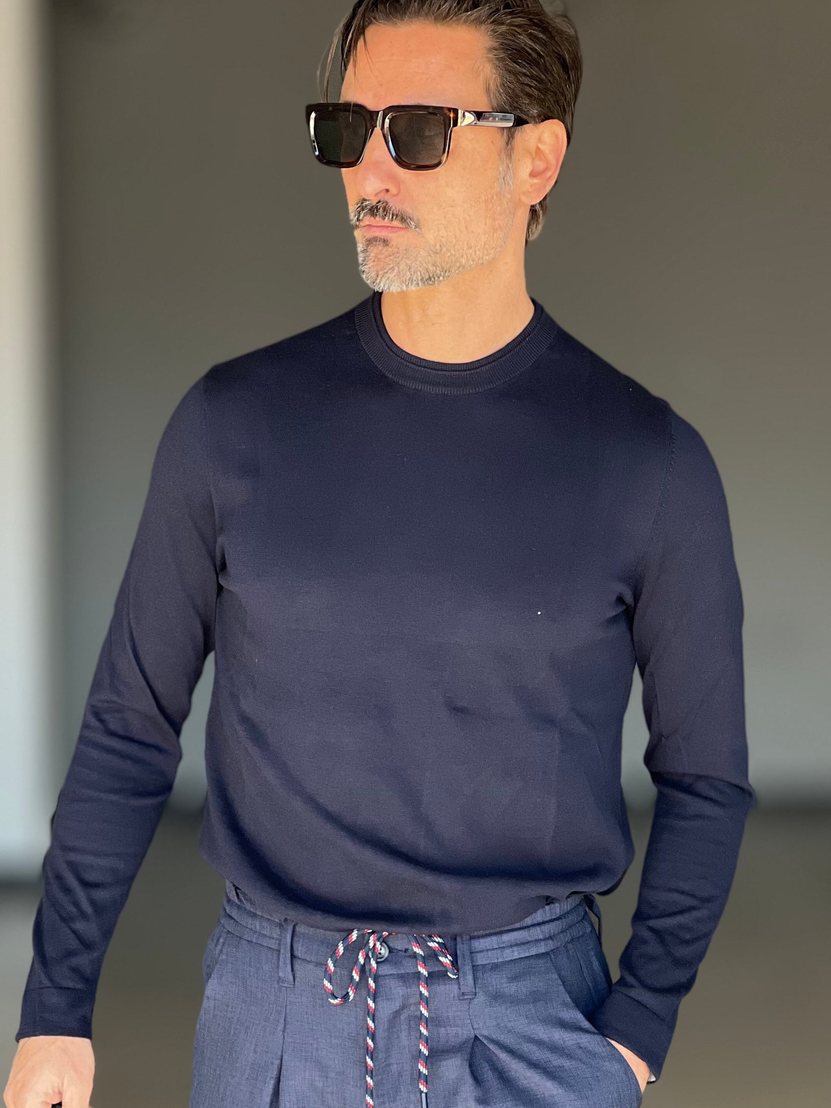 MAGLIA  BLU 2 FILI COTONE