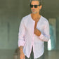 CAMICIA COREANA ROSA GOFFRATA COTONE  EFFETTO LINO 278