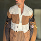 CARDIGAN MAGLIA INGLESE BANDA RIGA PANNA E CAMMELLO  BL11