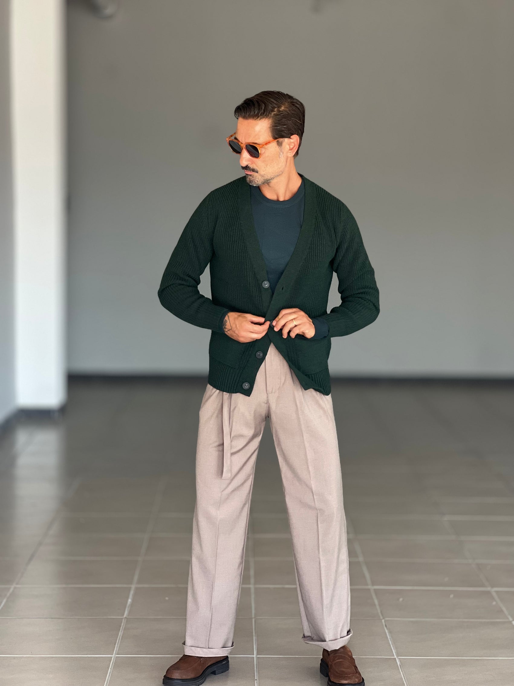 CARDIGAN VERDE MAGLIA INGLESE