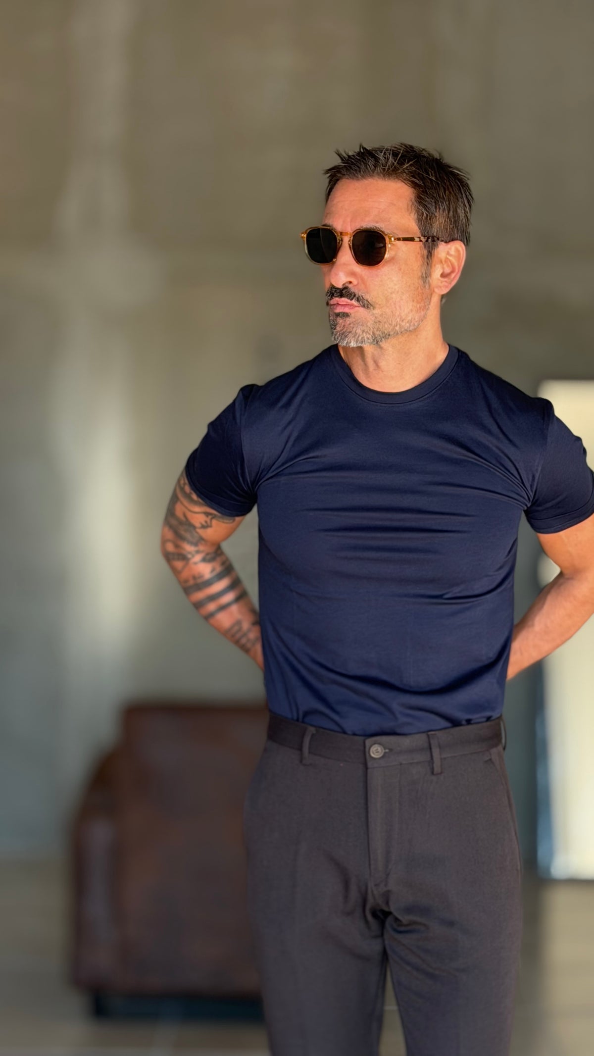 NEW T SHIRT BLU  EFFETTO FILO DI SCOZIA