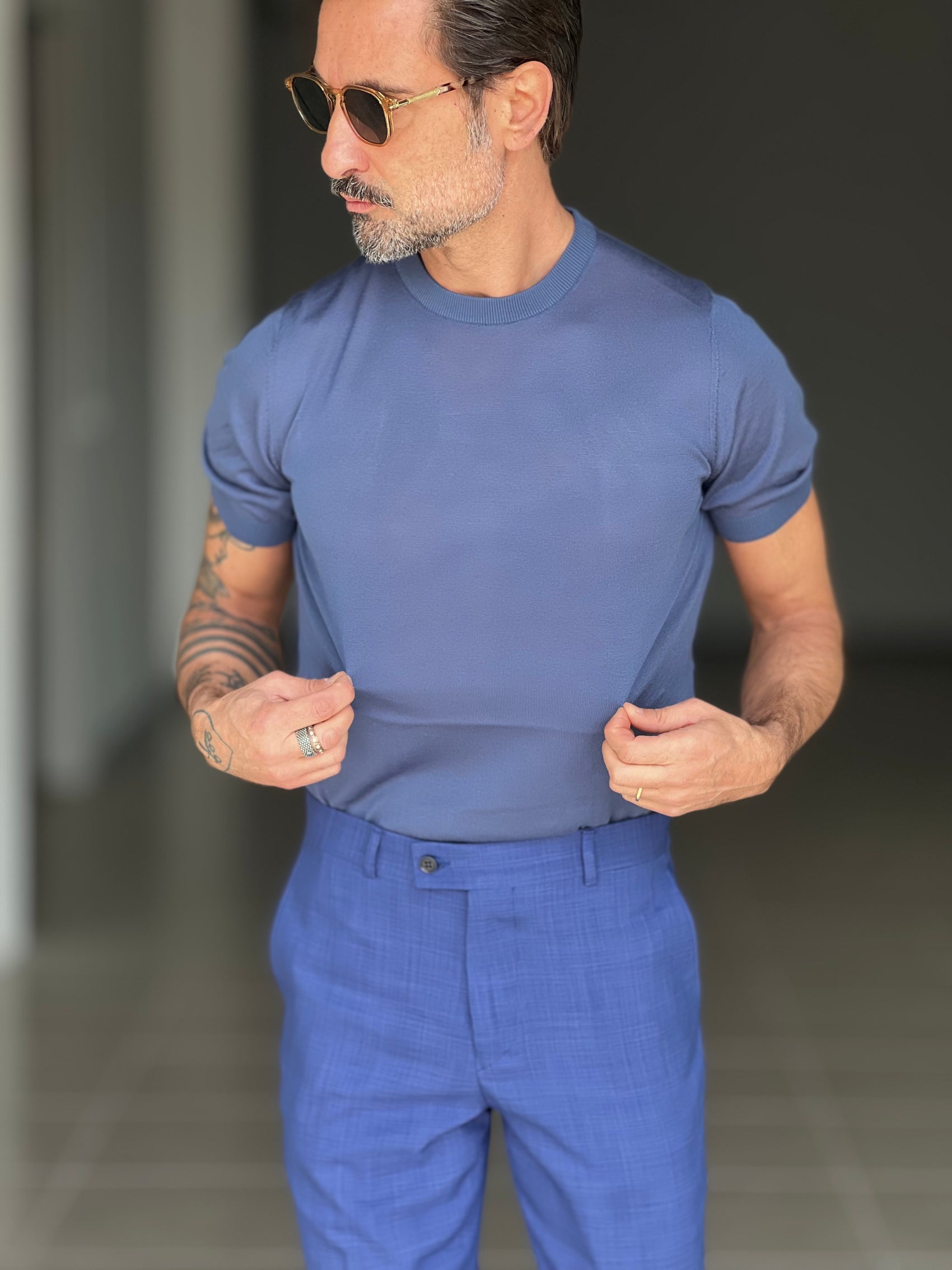 MAGLIA  GIRO CARTA DA ZUCCHERO  FILO COTONE MISTO SETA