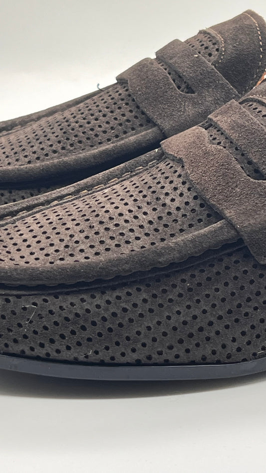 *MOCASSINO MORO CAMOSCIO TRAFORATO  SPAZZOLATO