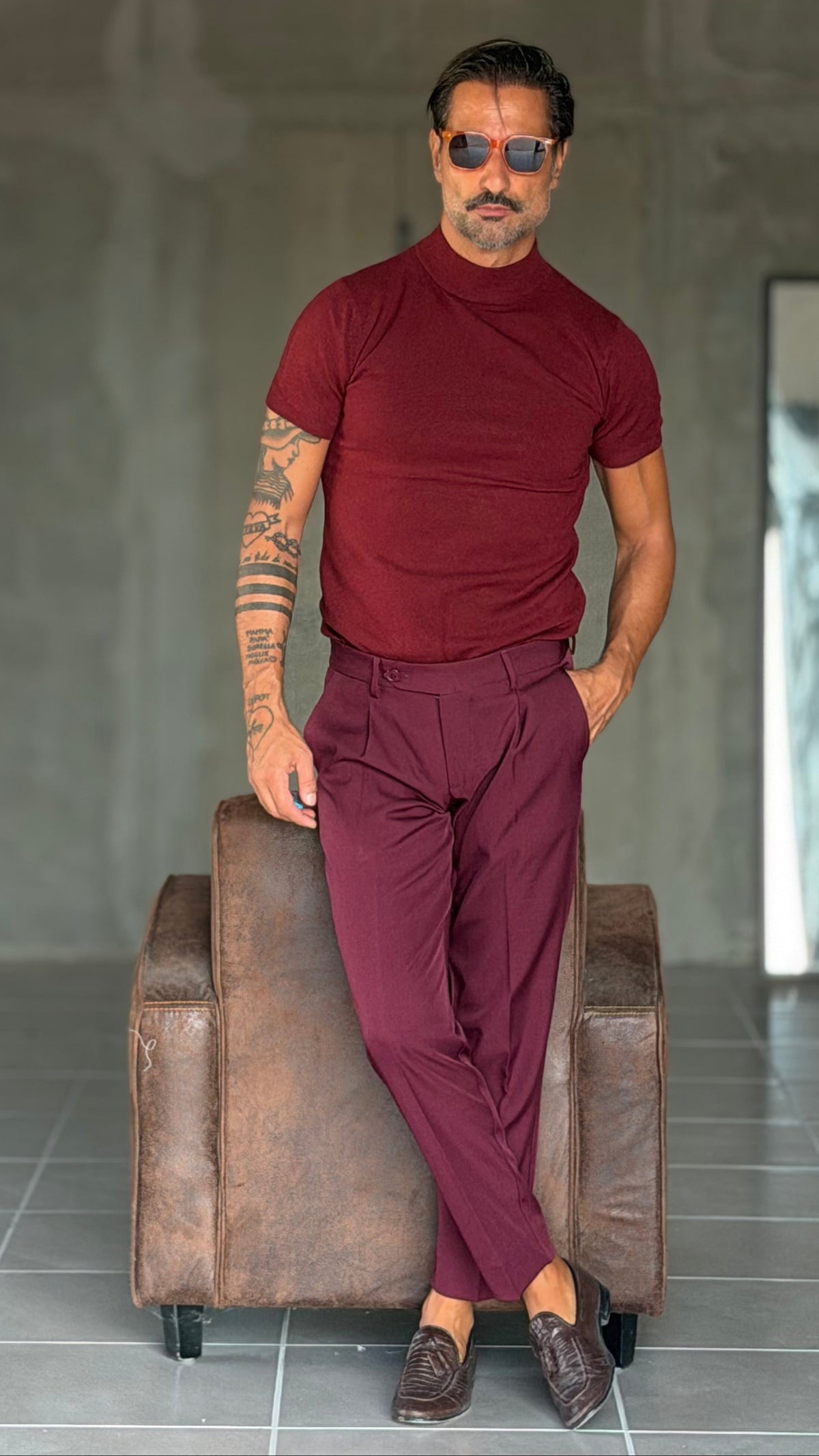 PANTALONE  PRUGNA   DOPPIAPINCES VISCOSA E MISTI